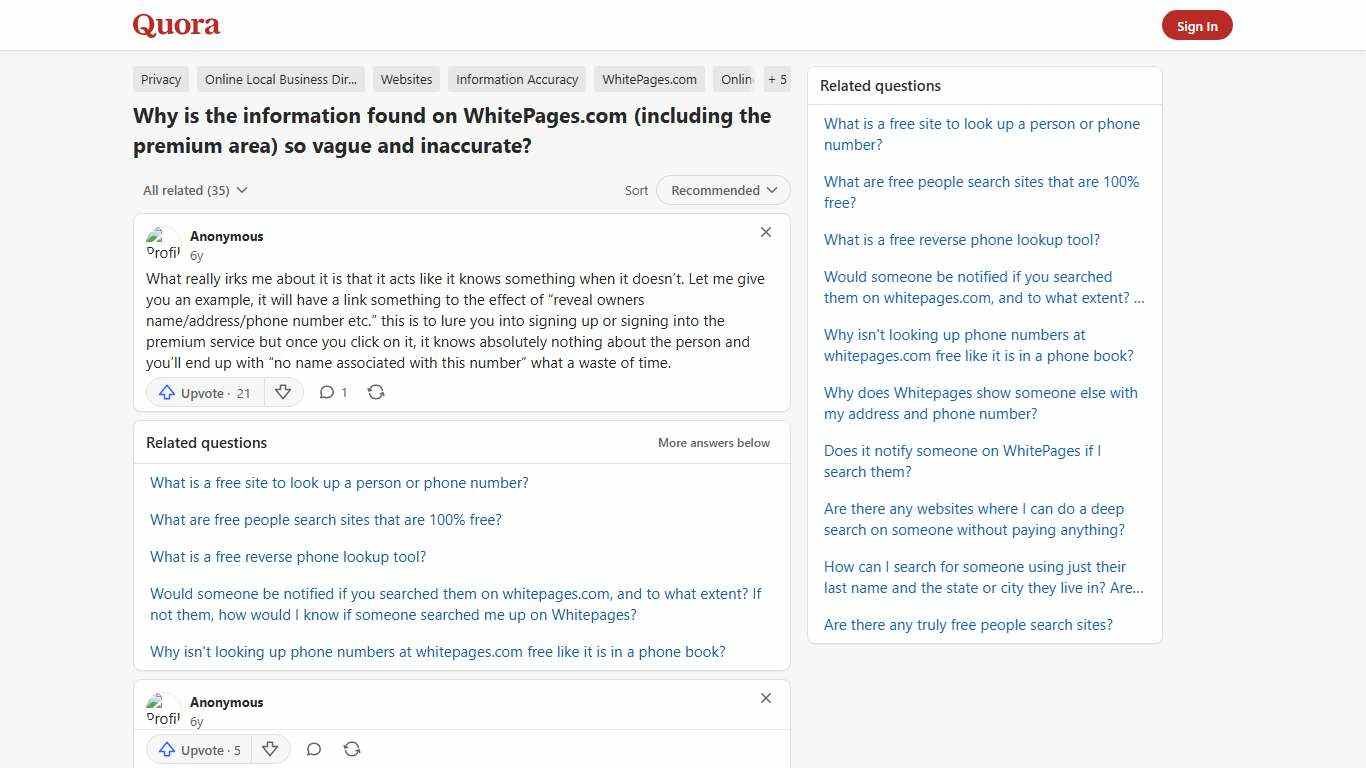 Why is the information found on WhitePages.com (including the premium area) so vague and inaccurate? - Quora